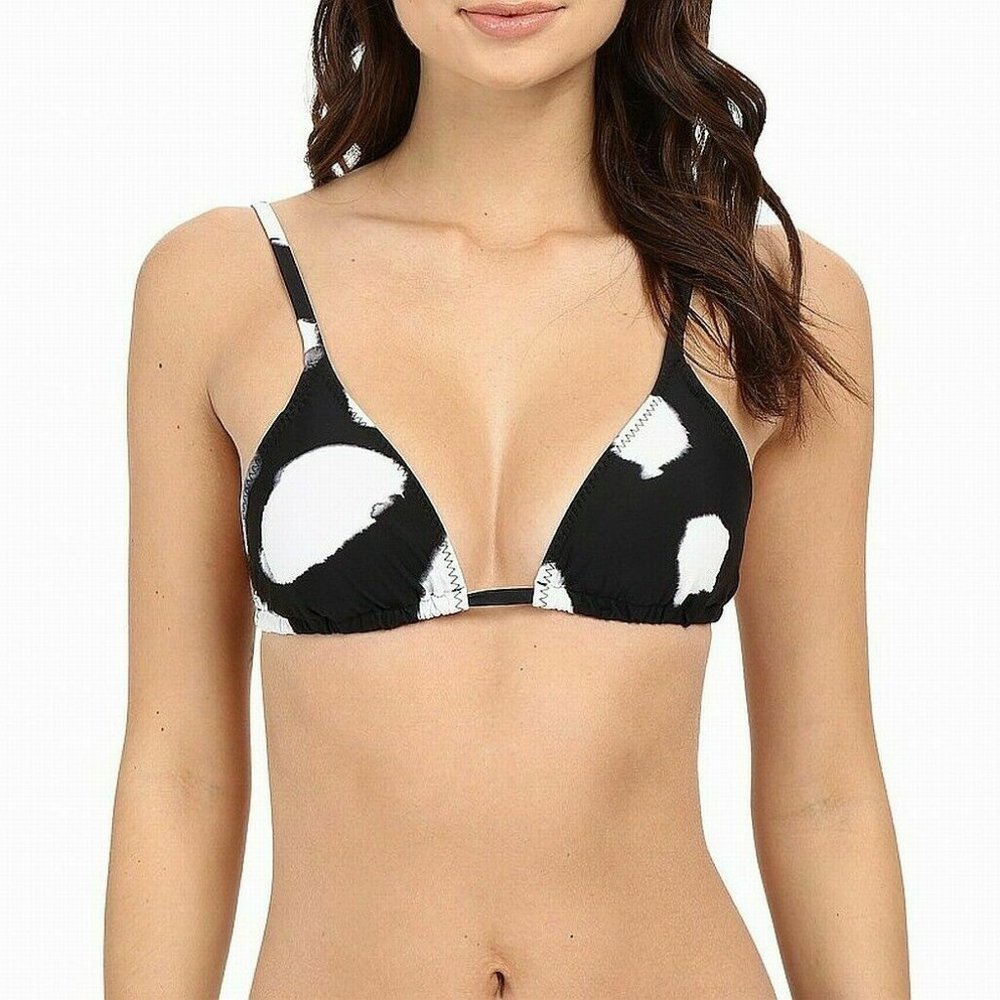 Norma Kamali Womens Swimwear White Black Size XS String Bikini Top $75